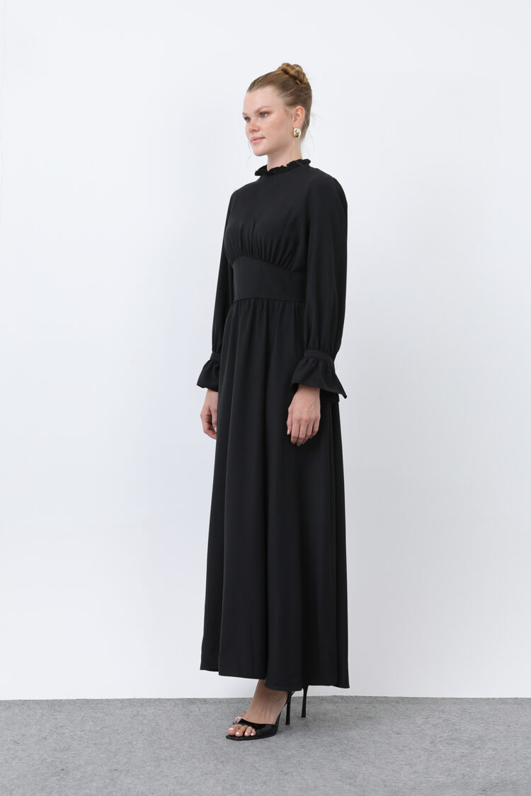 Women's Waist Corset Collar Detailed Dress