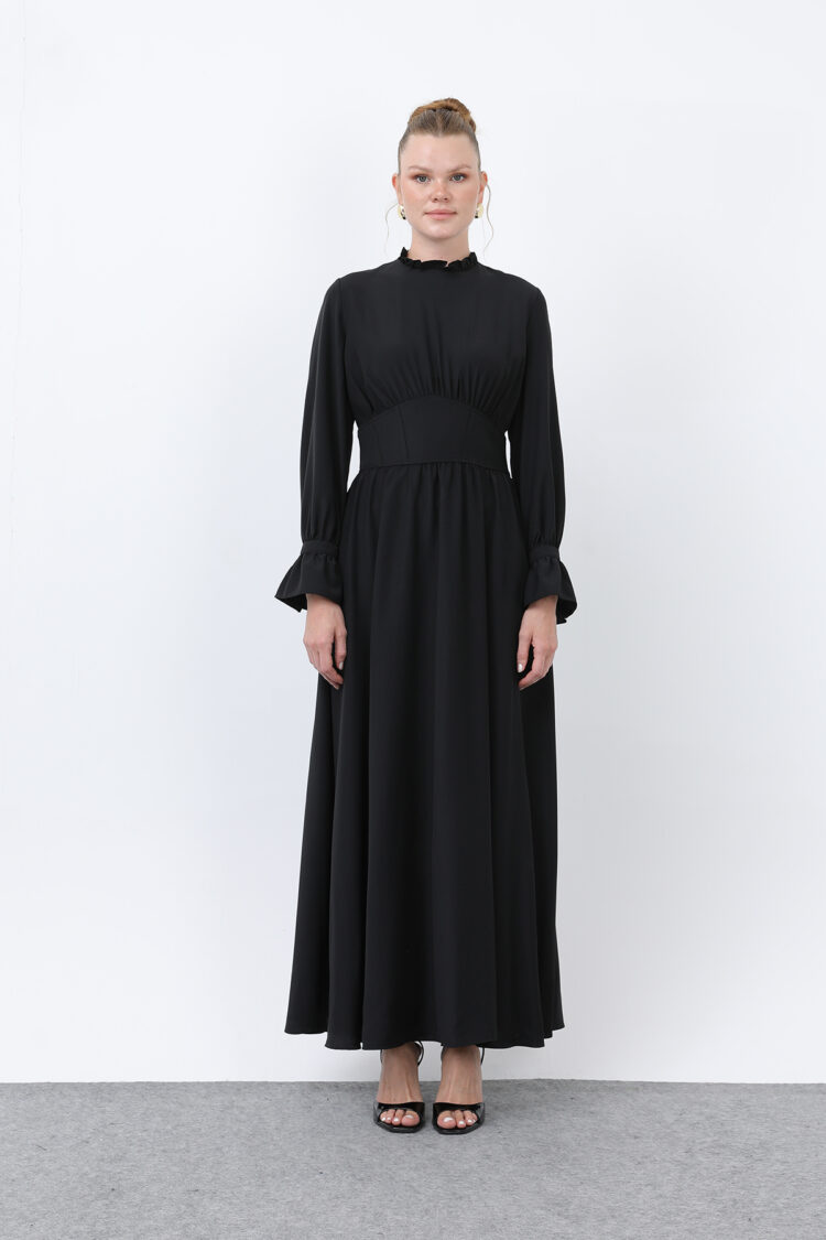 Women's Waist Corset Collar Detailed Dress
