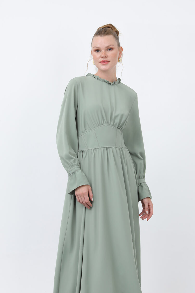 Women's Waist Corset Collar Detailed Dress - Brand: Puane - Women's Clothing Wholesale - Globality Store