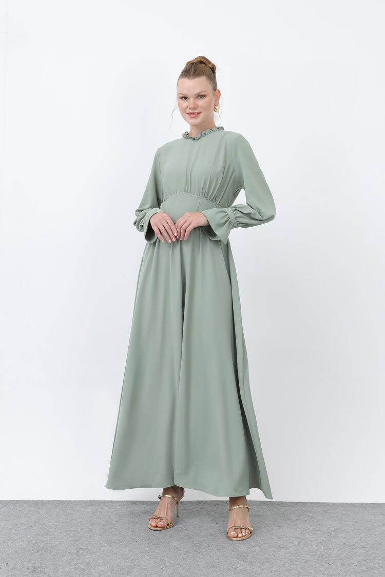 Women's Waist Corset Collar Detailed Dress