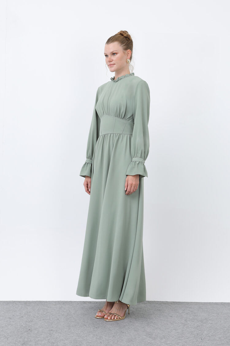 Women's Waist Corset Collar Detailed Dress