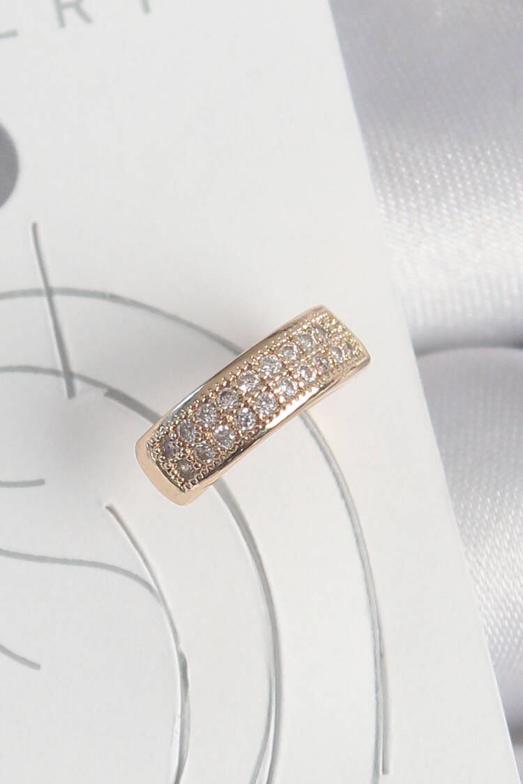 Brass Gold Color Zircon Stone Women's Cartilage Earrings - Brand: Ebijuteri - Women's Clothing Wholesale - Globality Store