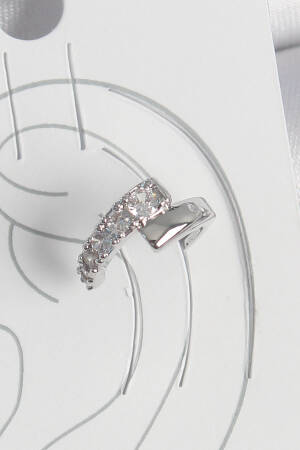 Brass Silver Color Zircon Stone Women's Cartilage Earrings - Brand: Ebijuteri - Women's Clothing Wholesale - Globality Store