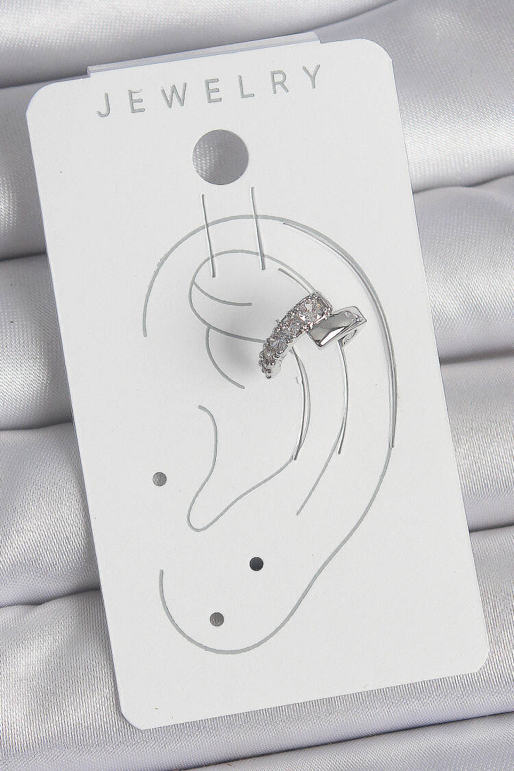 Brass Silver Color Zircon Stone Women's Cartilage Earrings