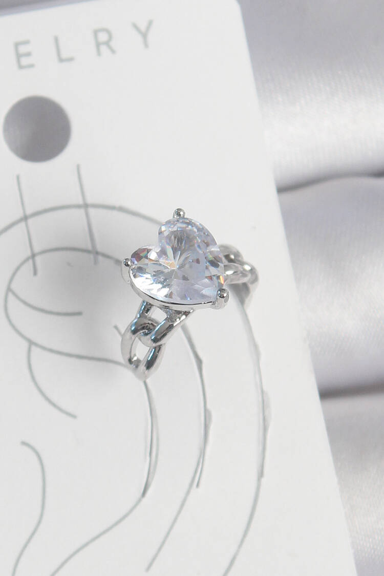 Brass Silver Color Zircon Stone Heart Model Female Cartilage Earrings - Brand: Ebijuteri - Women's Clothing Wholesale - Globality Store