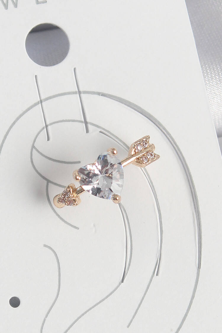 Brass Gold Color Zircon Stone Heart Arrow Pattern Women's Cartilage Earrings - Brand: Ebijuteri - Women's Clothing Wholesale - Globality Store