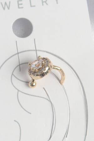 Brass Gold Color Zircon Stone Women's Cartilage Earrings - Brand: Ebijuteri - Women's Clothing Wholesale - Globality Store