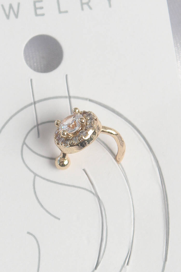 Brass Gold Color Zircon Stone Women's Cartilage Earrings - Brand: Ebijuteri - Women's Clothing Wholesale - Globality Store