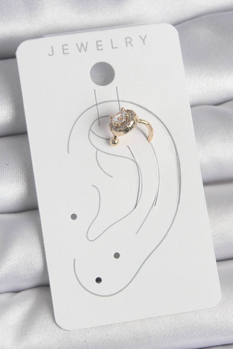Brass Gold Color Zircon Stone Women's Cartilage Earrings