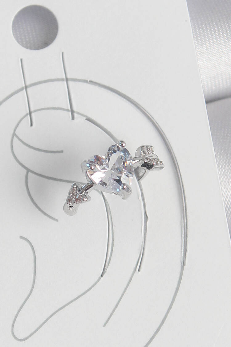 Brass Silver Color Zircon Stone Star Model Women Cartilage Earrings - Brand: Ebijuteri - Women's Clothing Wholesale - Globality Store