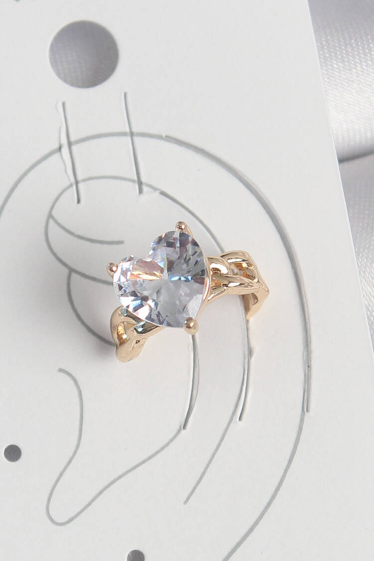 Brass Gold Color Zircon Stone Heart Model Female Cartilage Earrings - Brand: Ebijuteri - Women's Clothing Wholesale - Globality Store