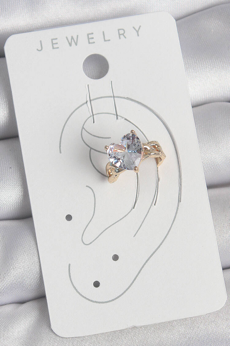 Brass Gold Color Zircon Stone Heart Model Female Cartilage Earrings