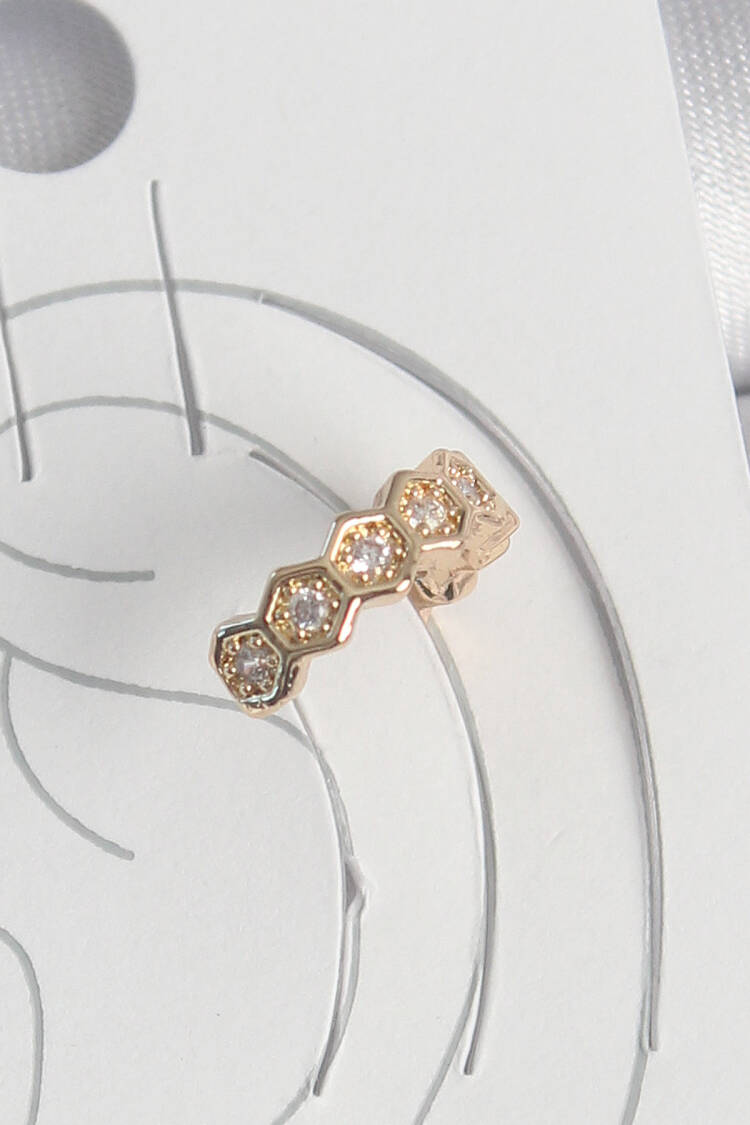 Brass Gold Color Zircon Stone Honeycomb Pattern Women Cartilage Earrings - Brand: Ebijuteri - Women's Clothing Wholesale - Globality Store