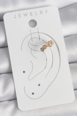 Brass Gold Color Zircon Stone Honeycomb Pattern Women Cartilage Earrings - Brand: Ebijuteri - Women's Clothing Wholesale - Globality Store
