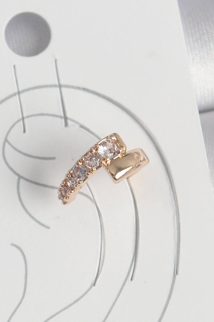 Brass Gold Color Zircon Stone Women's Cartilage Earrings - Brand: Ebijuteri - Women's Clothing Wholesale - Globality Store