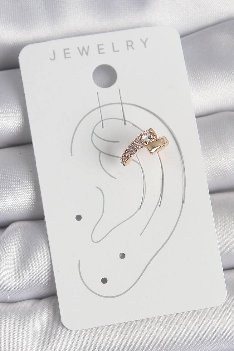 Brass Gold Color Zircon Stone Women's Cartilage Earrings