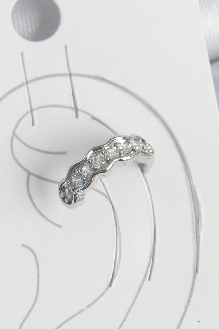 Brass Silver Color Zircon Stone Cartilage Model Women Earrings - Brand: Ebijuteri - Women's Clothing Wholesale - Globality Store