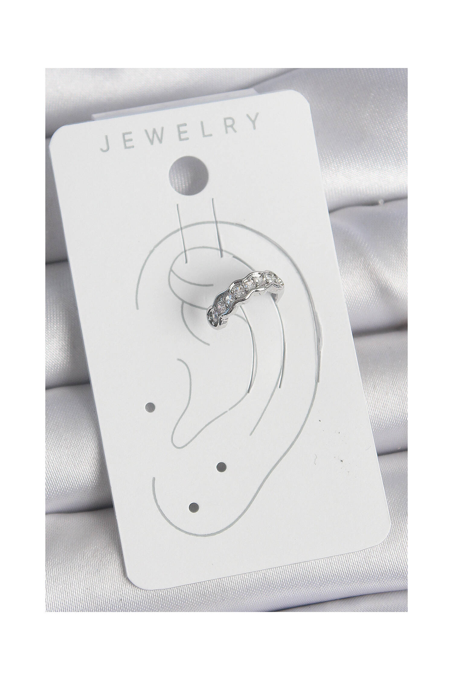 Brass Silver Color Zircon Stone Cartilage Model Women Earrings - Brand: Ebijuteri - Women's Clothing Wholesale - Globality Store