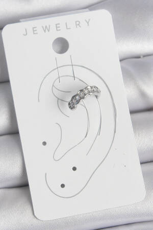 Brass Silver Color Zircon Stone Cartilage Model Women Earrings - Brand: Ebijuteri - Women's Clothing Wholesale - Globality Store