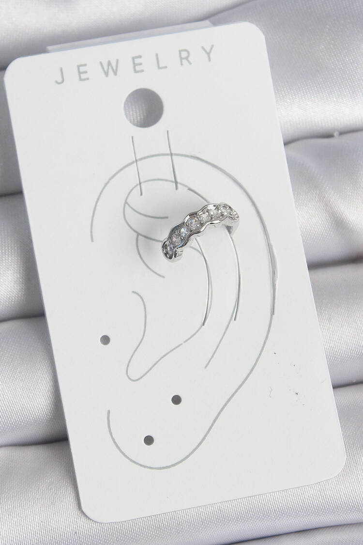 Brass Silver Color Zircon Stone Cartilage Model Women Earrings