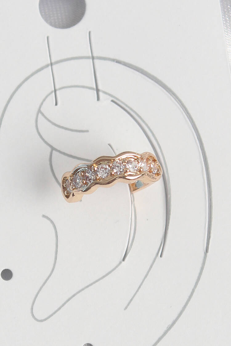 Brass Gold Color Zircon Stone Women's Cartilage Earrings - Brand: Ebijuteri - Women's Clothing Wholesale - Globality Store