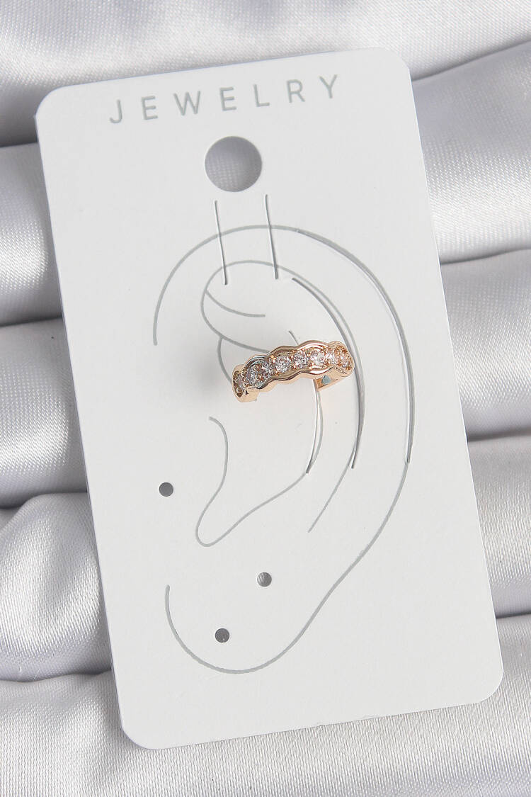 Brass Gold Color Zircon Stone Women's Cartilage Earrings