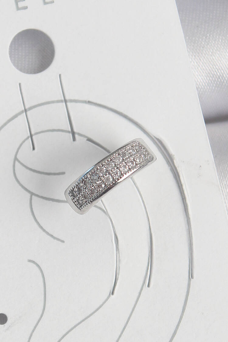 Brass Silver Color Zircon Stone Cartilage Model Women Earrings - Brand: Ebijuteri - Women's Clothing Wholesale - Globality Store