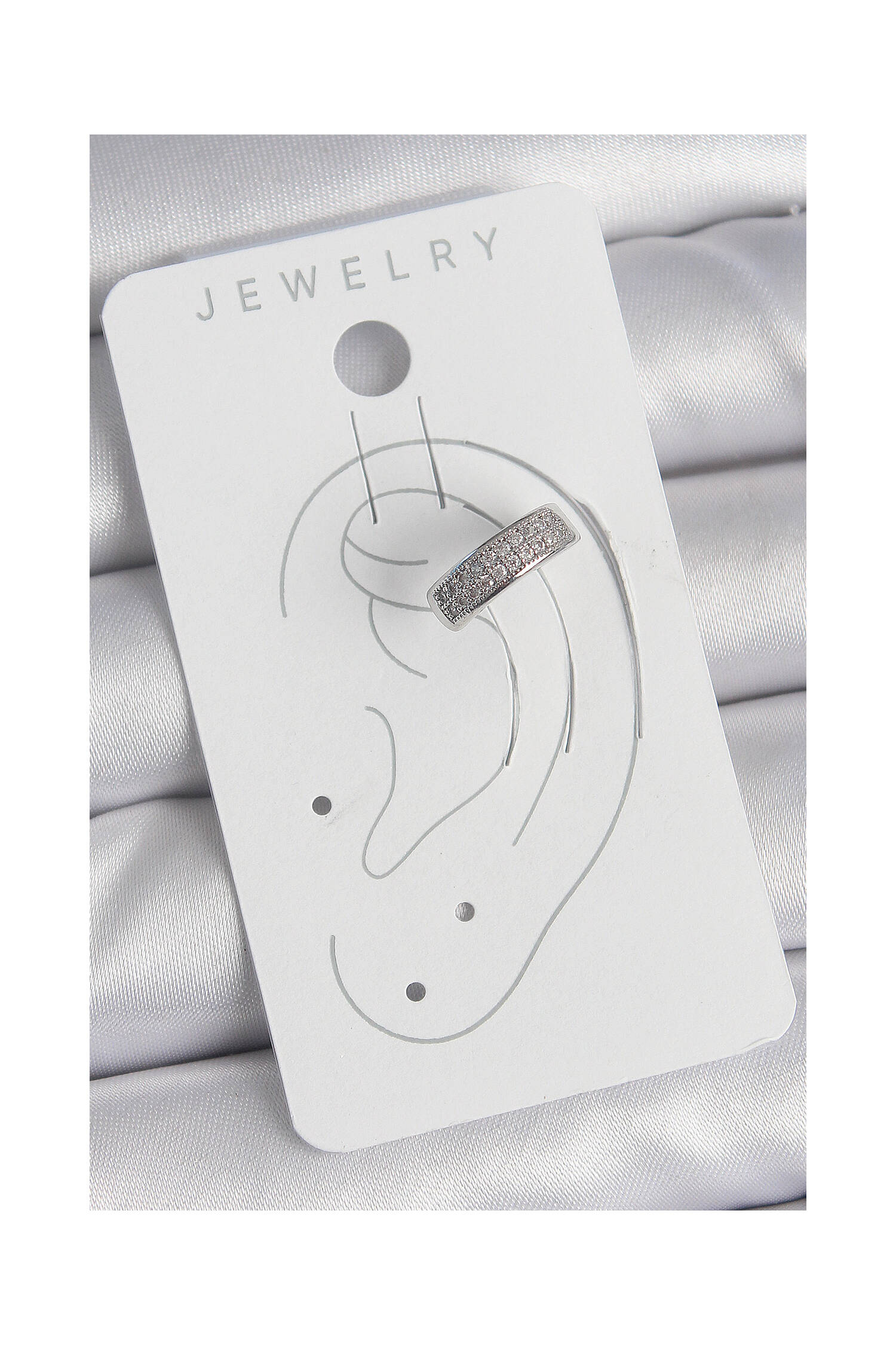 Brass Silver Color Zircon Stone Cartilage Model Women Earrings - Brand: Ebijuteri - Women's Clothing Wholesale - Globality Store