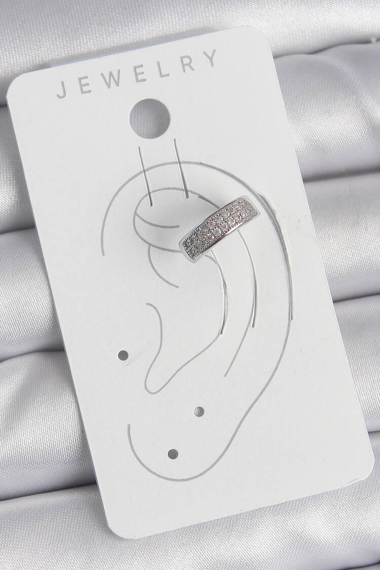 Brass Silver Color Zircon Stone Cartilage Model Women Earrings