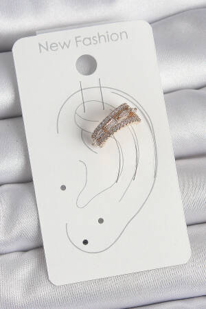 Brass Gold Color Zircon Stone 3 Pcs Inline Pattern Women's Cartilage Earrings - Brand: Ebijuteri - Women's Clothing Wholesale - Globality Store