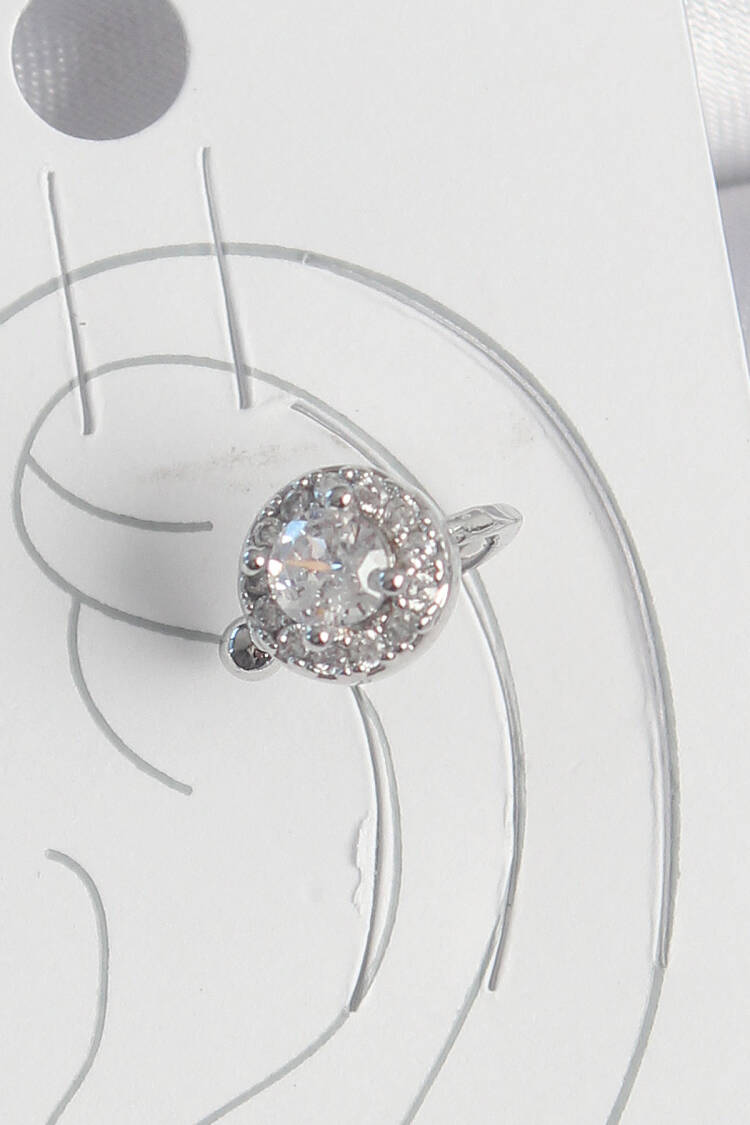 Brass Silver Color Zircon Stone Women's Cartilage Model Earrings - Brand: Ebijuteri - Women's Clothing Wholesale - Globality Store