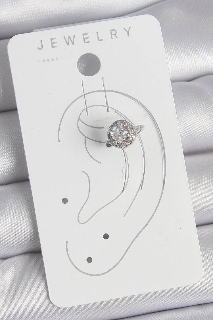 Brass Silver Color Zircon Stone Women's Cartilage Model Earrings
