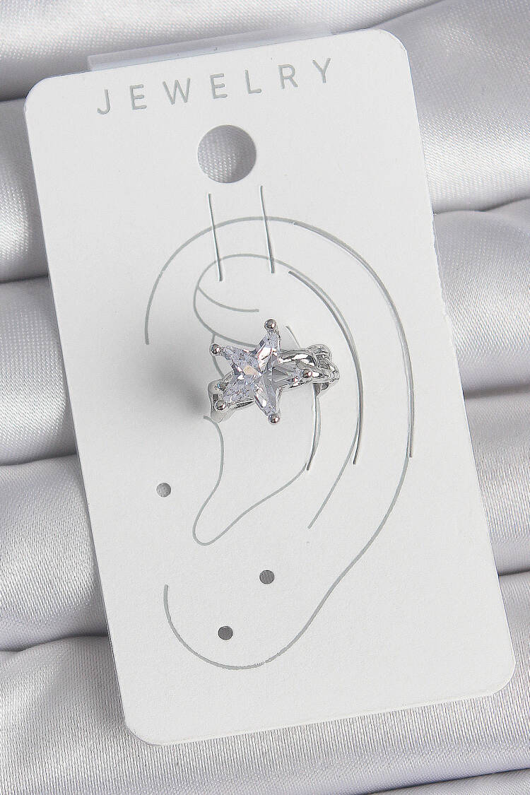 Brass Silver Color Zircon Stone Star Model Women Cartilage Earrings