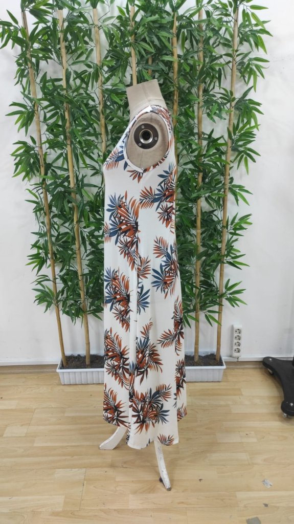 Women's Strappy Round Neck Pocket Patterned Suprem Dress