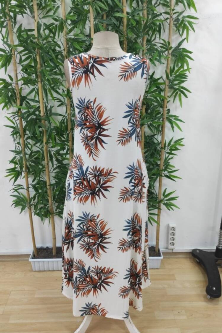Women's Strappy Round Neck Pocket Patterned Suprem Dress