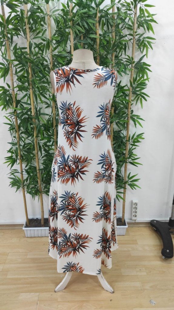 Women's Strappy Round Neck Pocket Patterned Suprem Dress