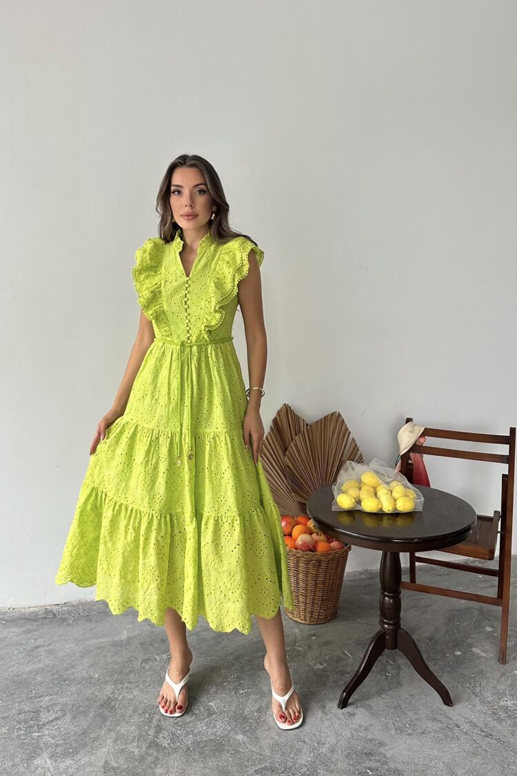 Wholesale OilRuffle Buttoned Dress - Brand: Elisa - Women's Clothing Wholesale - Globality Store