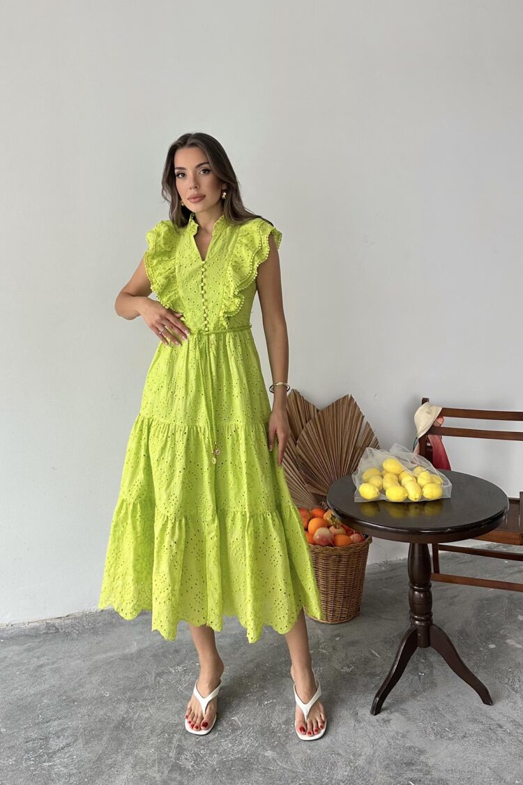 Wholesale OilRuffle Buttoned Dress
