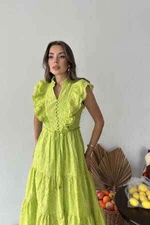 Wholesale OilRuffle Buttoned Dress - Brand: Elisa - Women's Clothing Wholesale - Globality Store
