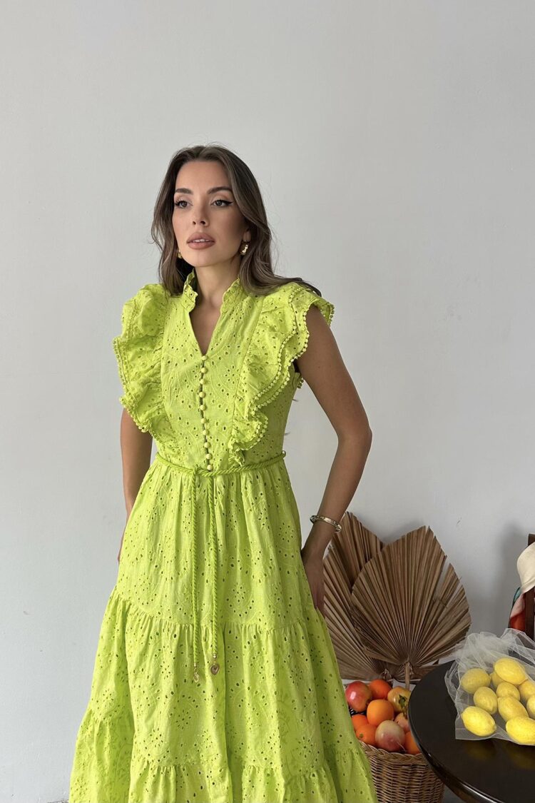 Wholesale OilRuffle Buttoned Dress