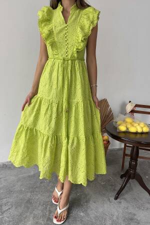 Wholesale OilRuffle Buttoned Dress - Brand: Elisa - Women's Clothing Wholesale - Globality Store