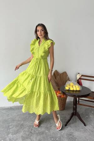 Wholesale OilRuffle Buttoned Dress - Brand: Elisa - Women's Clothing Wholesale - Globality Store