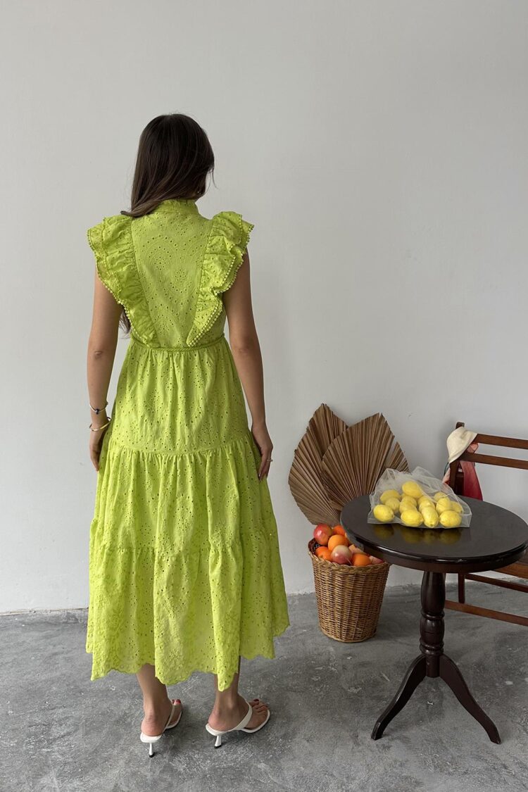 Wholesale OilRuffle Buttoned Dress