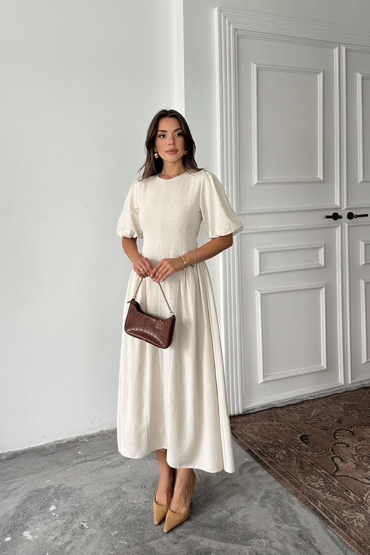 WholesaleBack Tie Ruffle Linen Dress