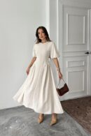 WholesaleBack Tie Ruffle Linen Dress - Brand: Elisa - Women's Clothing Wholesale - Globality Store
