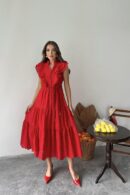 WholesaleRuffle Buttoned Dress - Brand: Elisa - Women's Clothing Wholesale - Globality Store