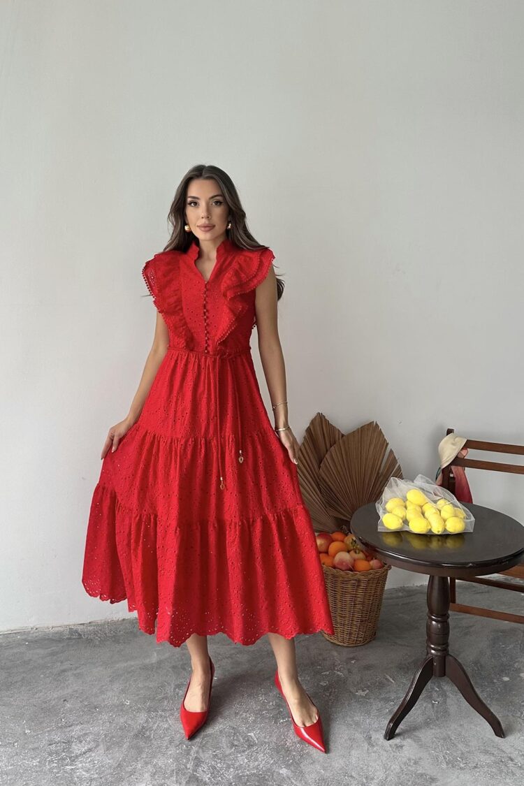 WholesaleRuffle Buttoned Dress