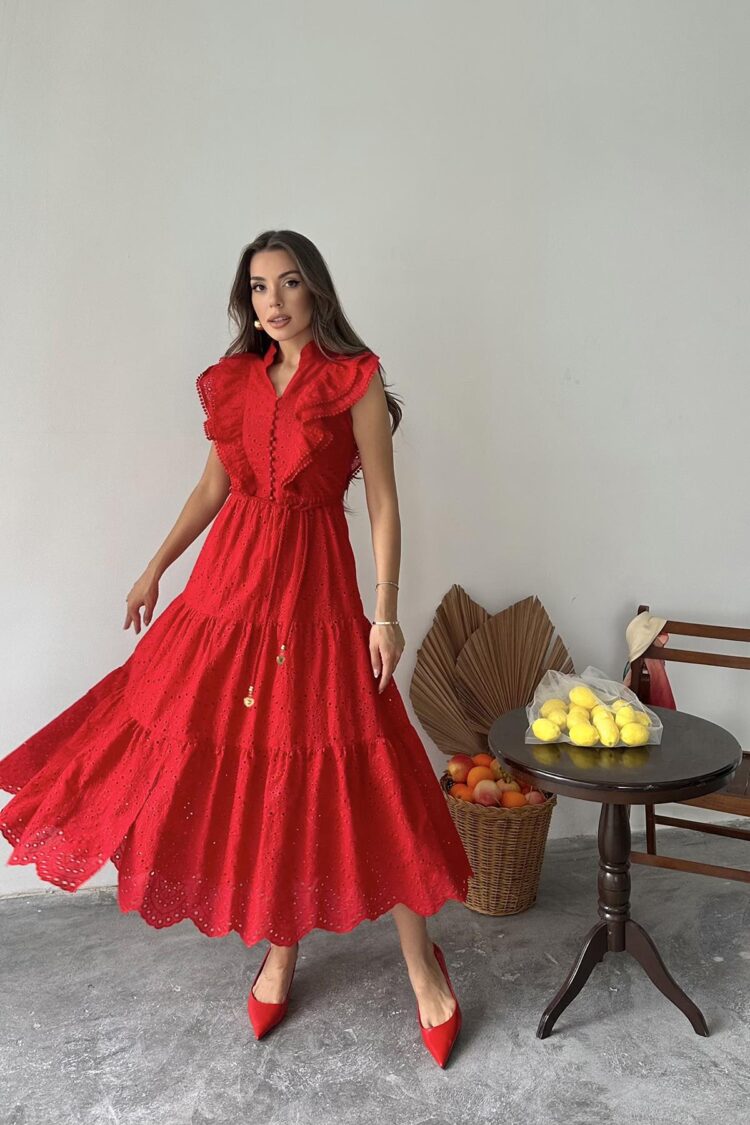 WholesaleRuffle Buttoned Dress - Brand: Elisa - Women's Clothing Wholesale - Globality Store