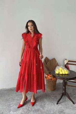WholesaleRuffle Buttoned Dress - Brand: Elisa - Women's Clothing Wholesale - Globality Store