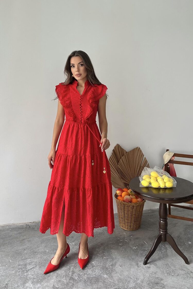 WholesaleRuffle Buttoned Dress